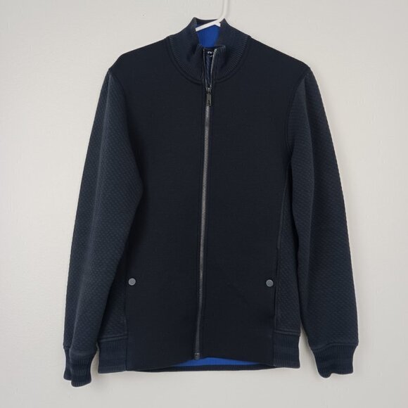 TED BAKER bomber jacket men's size M navy blue zip-up - Picture 2 of 9